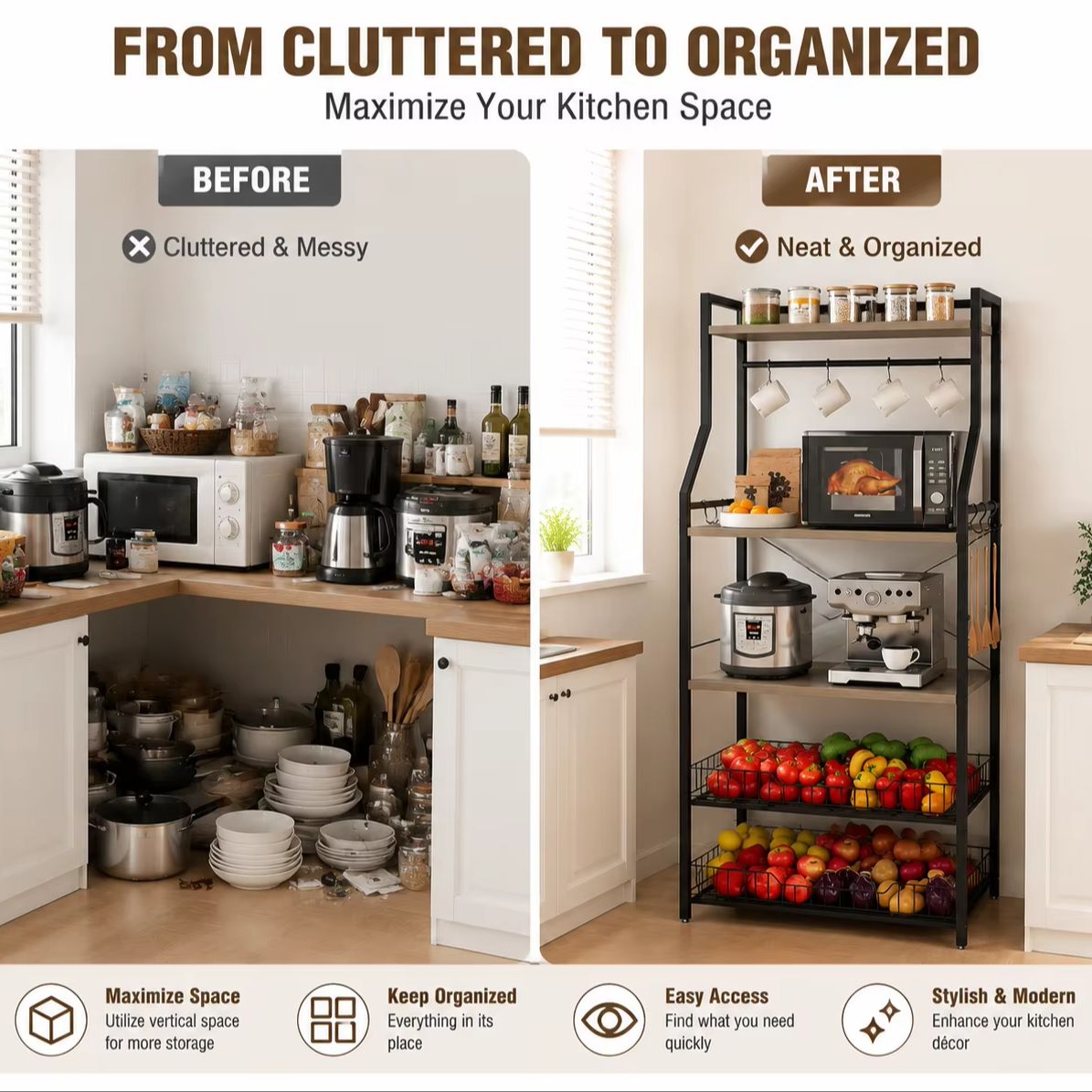 5 Tier Kitchen Bakers Rack wit - огляд і ціна Kitchen Baking Rack